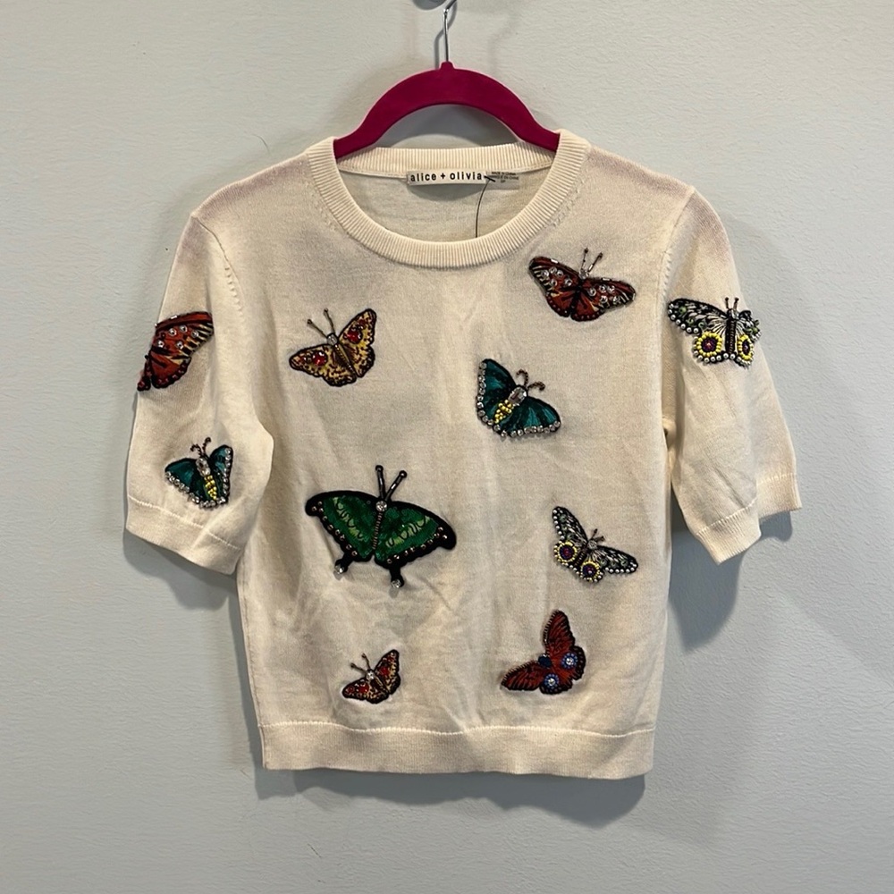 Alice + Olivia Ciara Wool Butterfly Sweater S - Picture 4 of 6
